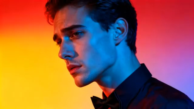  男士特写多彩背景素材1284#横屏 	 