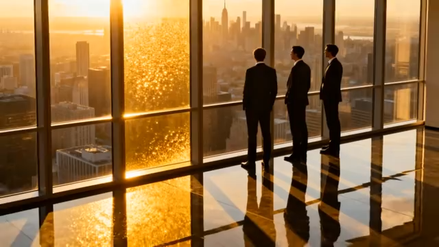 商务人士办公室赏城市景观4295#横屏 