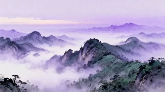 山间云雾缭绕自然风光4385#横屏 