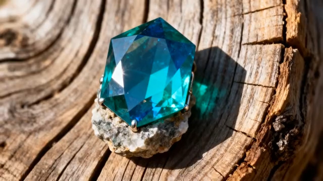  木背景上的蓝色宝石特写2414#横屏 	 -