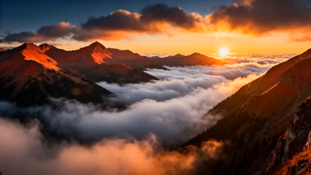 山峦云海日出全景4970#横屏 