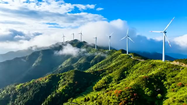 山间云海中的风力发电机组1723#横屏 