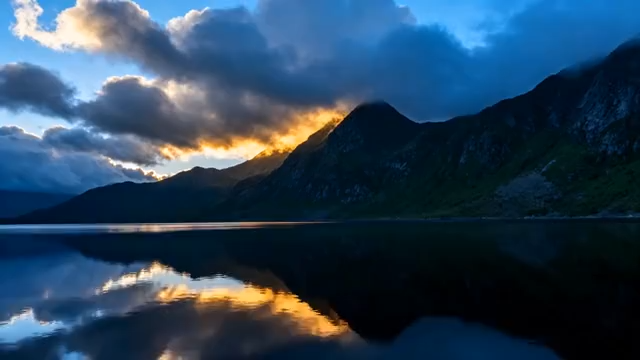 山脉湖泊天空日落风光2706#横屏 