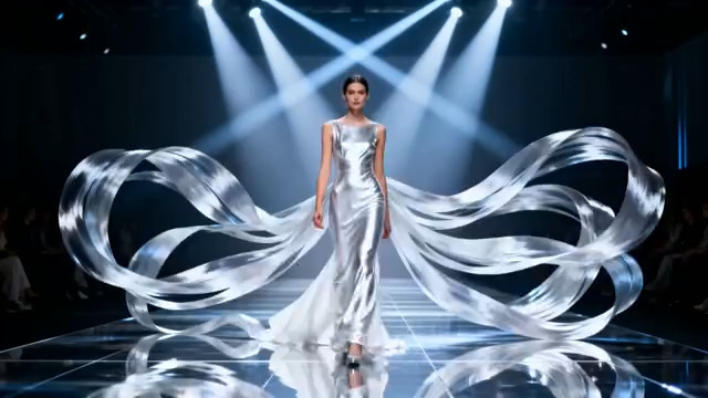  模特舞台走秀展示飘逸礼服2805#横屏 	 -