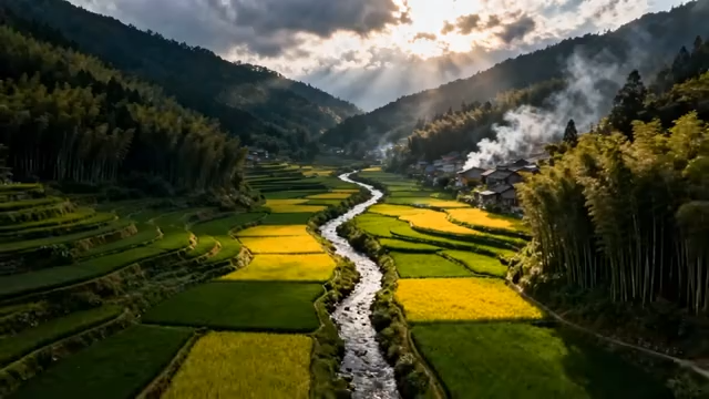 山间梯田田园风光5051#横屏 