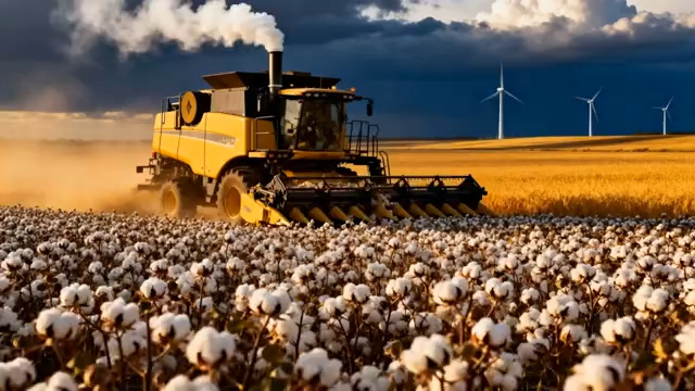  棉田收割机作业场景1885#横屏 	 