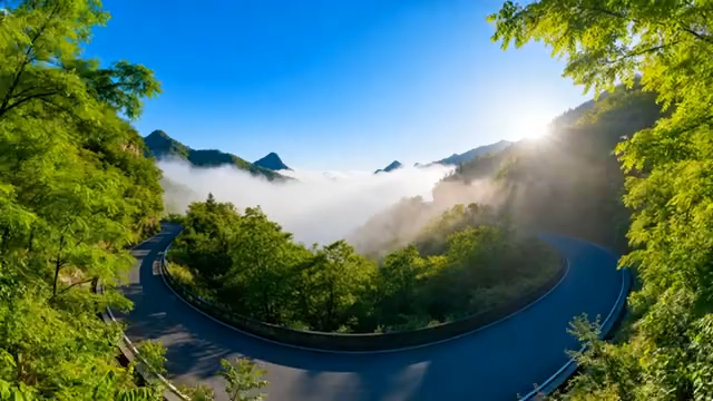 山间蜿蜒公路自然风光5252#横屏 