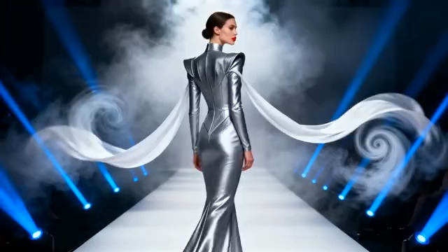  模特舞台走秀背影素材2964#横屏 	 