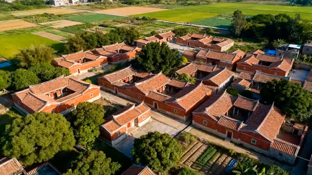  闽南古建筑村落俯瞰全景865#横屏 	 