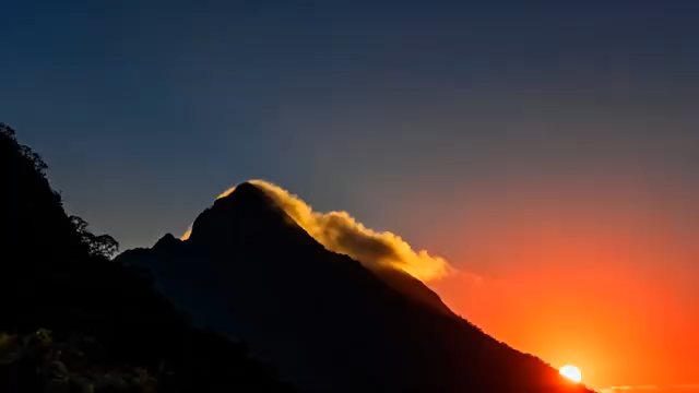 山间日落景色1632#横屏 