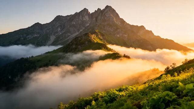 山间日出自然风光全景5065#横屏 