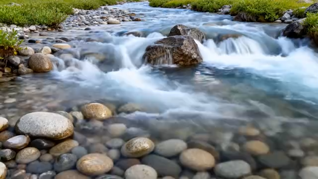 山间溪流潺潺流水景象377#横屏 