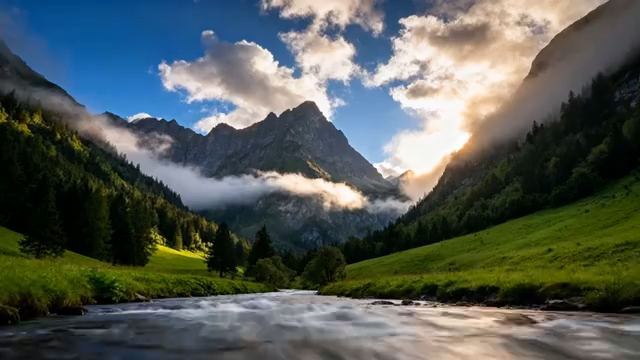 山间溪流森林自然风光(1)4149#横屏 