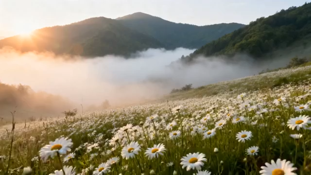山间花海日出美景2963#横屏 