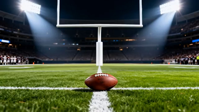  美式足球场地上的橄榄球(1)1494#横屏 	 