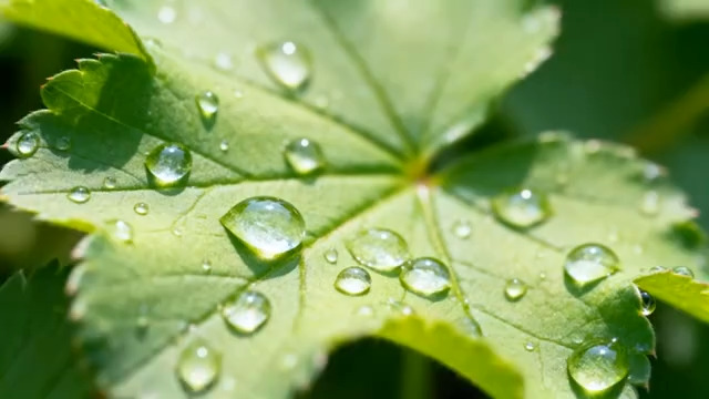  绿叶上晶莹水珠微距画面2469#横屏 	 - 