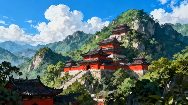 山间古风建筑风景4988#横屏 