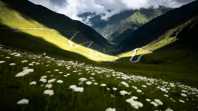 山间草原蜿蜒公路风景4135#横屏 