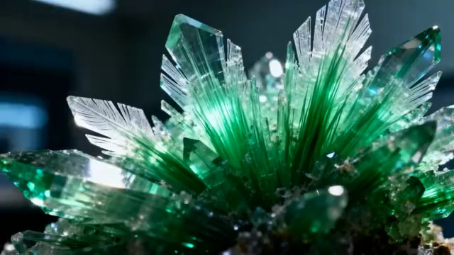  绿色水晶微距特写素材568#横屏 	 