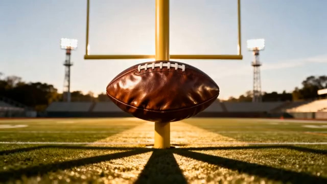  美式足球场地上的橄榄球628#横屏 	 