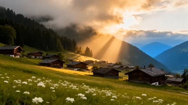 山间村落自然风光素材2285#横屏 