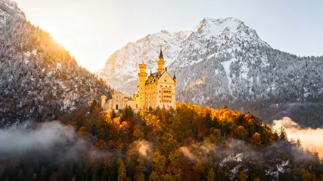 山间城堡自然风光1394#横屏 