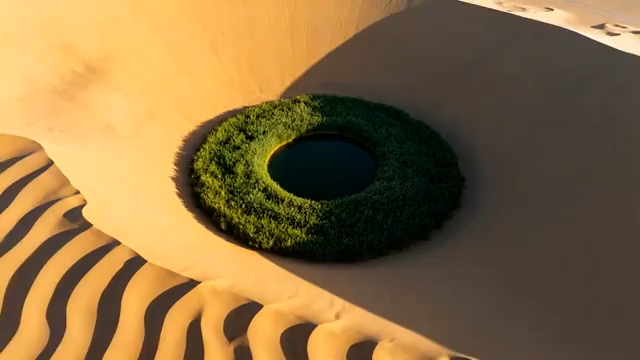 沙漠中圆形绿植景观1811#横屏 