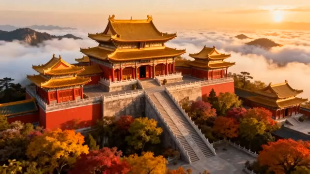  老君山古建筑云海日出景观823#横屏 	 - 