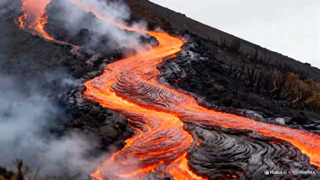  流动的火山岩浆景象2775#横屏 	 -