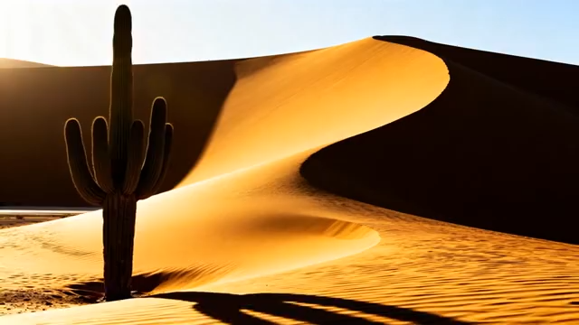 沙漠中仙人掌与沙丘景观4741#横屏 