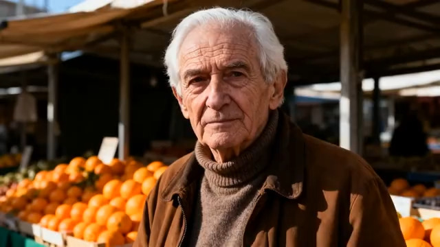  老人在水果摊前特写581#横屏 	 -