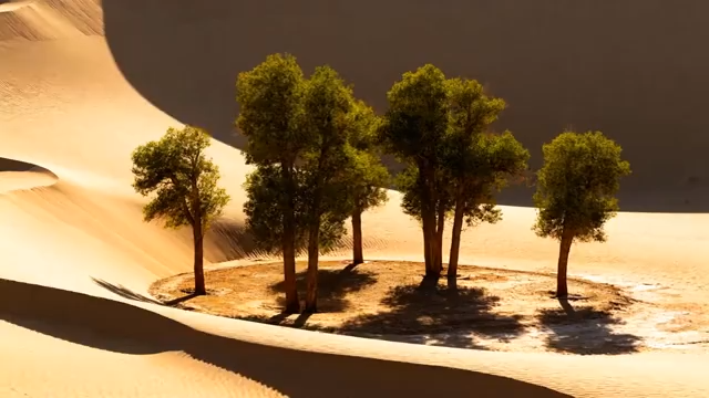 沙漠中的树木景观3404#横屏 