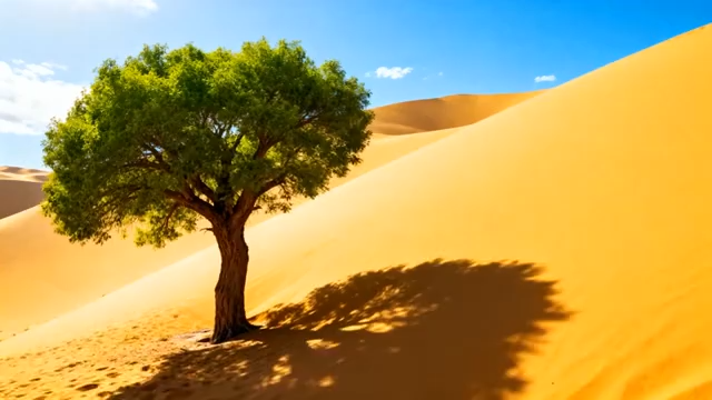 沙漠中孤树立于沙丘5028#横屏 