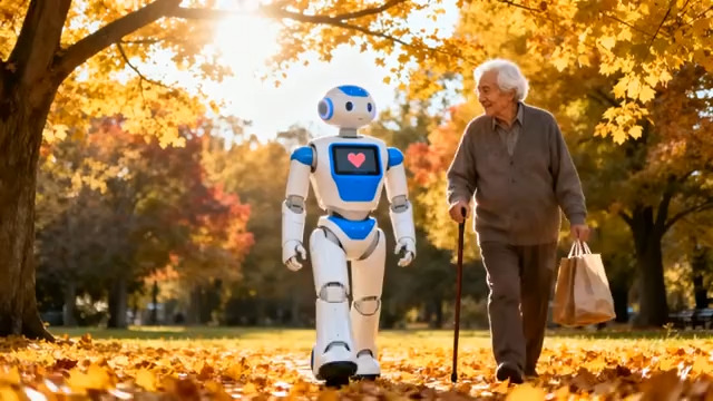  老人与机器人公园互动场景1105#横屏 	 