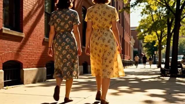  两位女士街道漫步背影609#横屏 	 