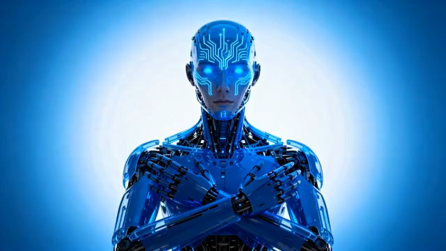  蓝色机器人双臂交叉特写298#横屏 	 - 