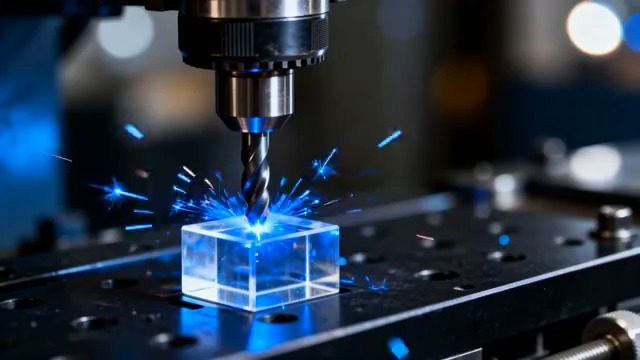  机械钻孔加工透明立方体456#横屏 	 