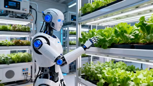  机器人在室内种植蔬菜场景2724#横屏 	 