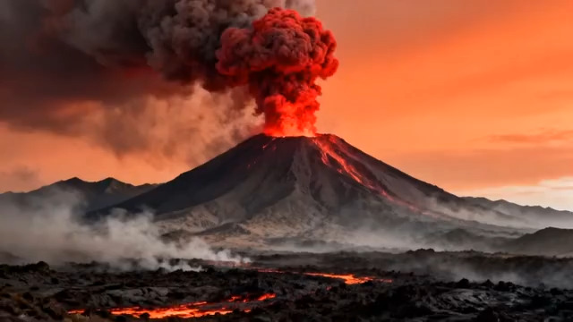  火山喷发自然景观素材2493#横屏 	 -