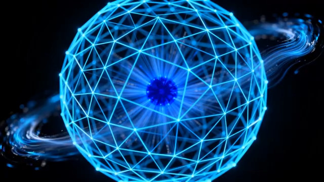  蓝色科技感线框球体802#横屏 	 -