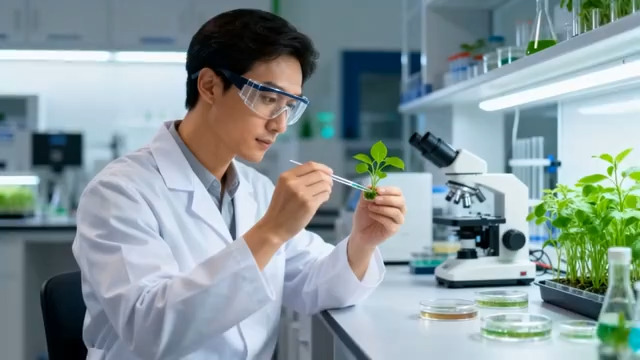  科研人员实验室研究植物素材432#横屏 	 