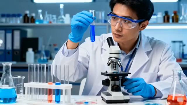  科研人员实验室做实验画面2472#横屏 	 -