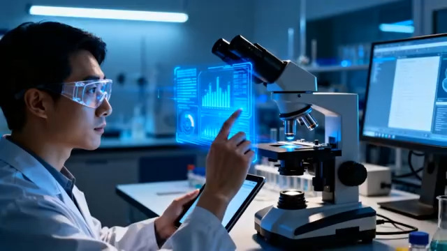  科学家实验室操作显微镜161#横屏 	 