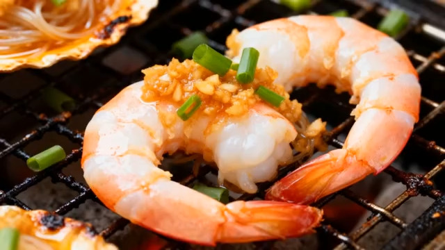  烤大虾特写素材2511#横屏 	 