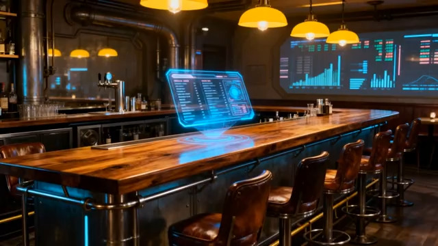  酒吧内科技感吧台及屏幕画面842#横屏 	 - 