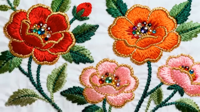  精美刺绣花卉图案素材1500#横屏 	 