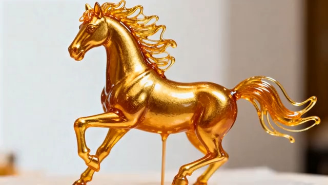  金色骏马摆件特写2729#横屏 	 -