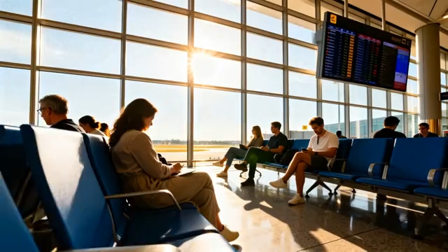  机场候机厅乘客候机场景250#横屏 	 - 