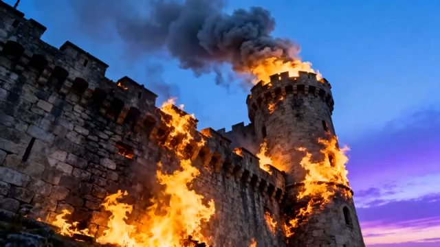 燃烧中的古老城堡2092#横屏 