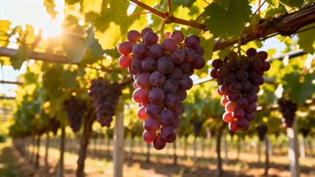 葡萄园挂枝成熟葡萄特写258#横屏 